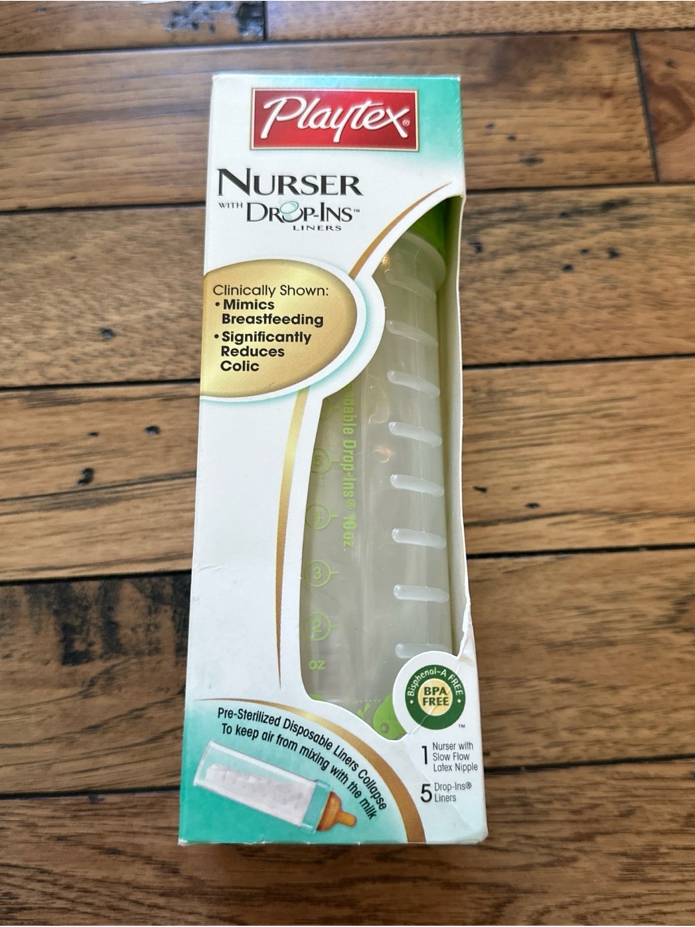 Playtex Baby Bottle Original Nurser Drop-ins Slow Flow Nipple 5 Liners